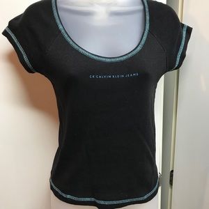 Calvin Klein Jeans brand black scoop neck tee szS